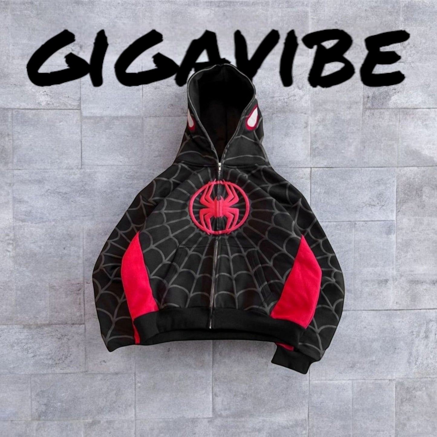 Gigavibe Spidey Hoodie full zip black and red Spider-Man design
