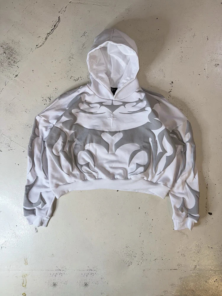 Premium hoodie design India fabric detail – white depth hoodie