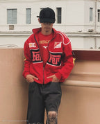 F1-inspired Red Vintage Ferrari Jacket, blending speed, style, and premium comfort