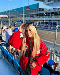 Red Vintage Ferrari Racing Jacket with iconic F1-inspired design and premium detailing