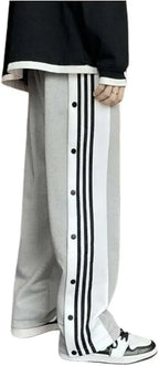 Black urban streetwear pants with side button detailing