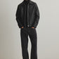 Man wearing a Streetwear outfit with Gigavibe black boxy leather jacket – urban fashion India