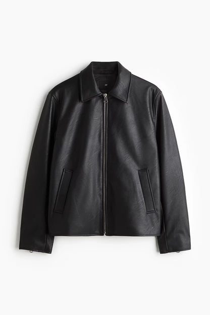 Black Boxy Leather Jacket | Buy Online at Gigavibe