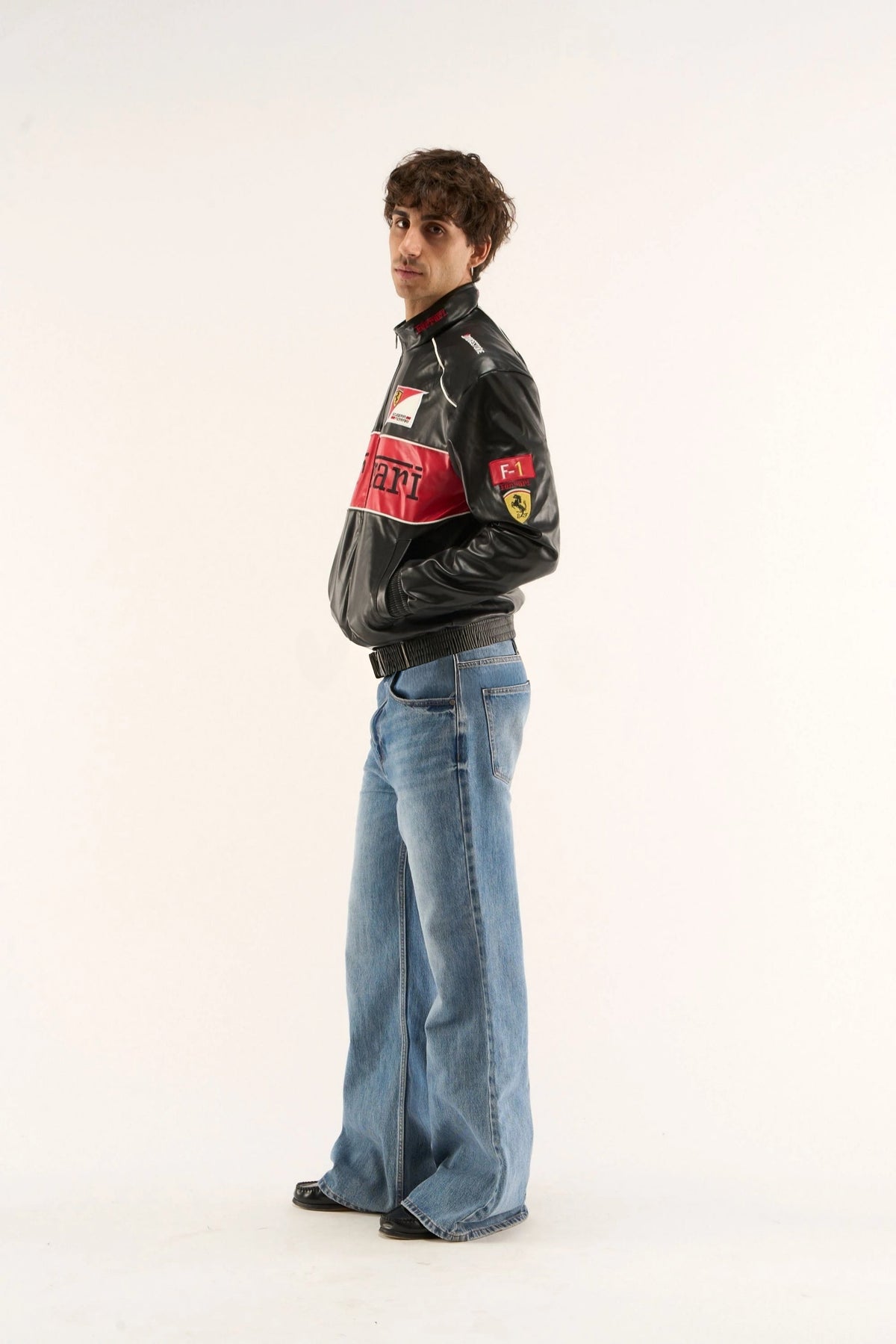 Premium ferrari racing leather jacket india edition styled for night outings, bike rides, and urban street fashion