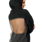 Side back angle of Gigavibe rhinestone sparkle hoodie highlighting backside sparkle hoodie crystal design, premium streetwear black hoodie for women with breathable mesh detailing, luxury sparkle finish, and modern fashion styling suitable for parties and streetwear looks