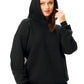 Gigavibe Dazhbog rhinestone hoodie front view for women in black color featuring premium streetwear design with soft fabric, modern oversized fit, and stylish luxury fashion look perfect for winter, casual wear, and trendy street style in India