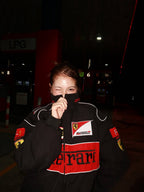 Black F1 Ferrari jacket sleeve embroidery – Gigavibe motorsport jacket