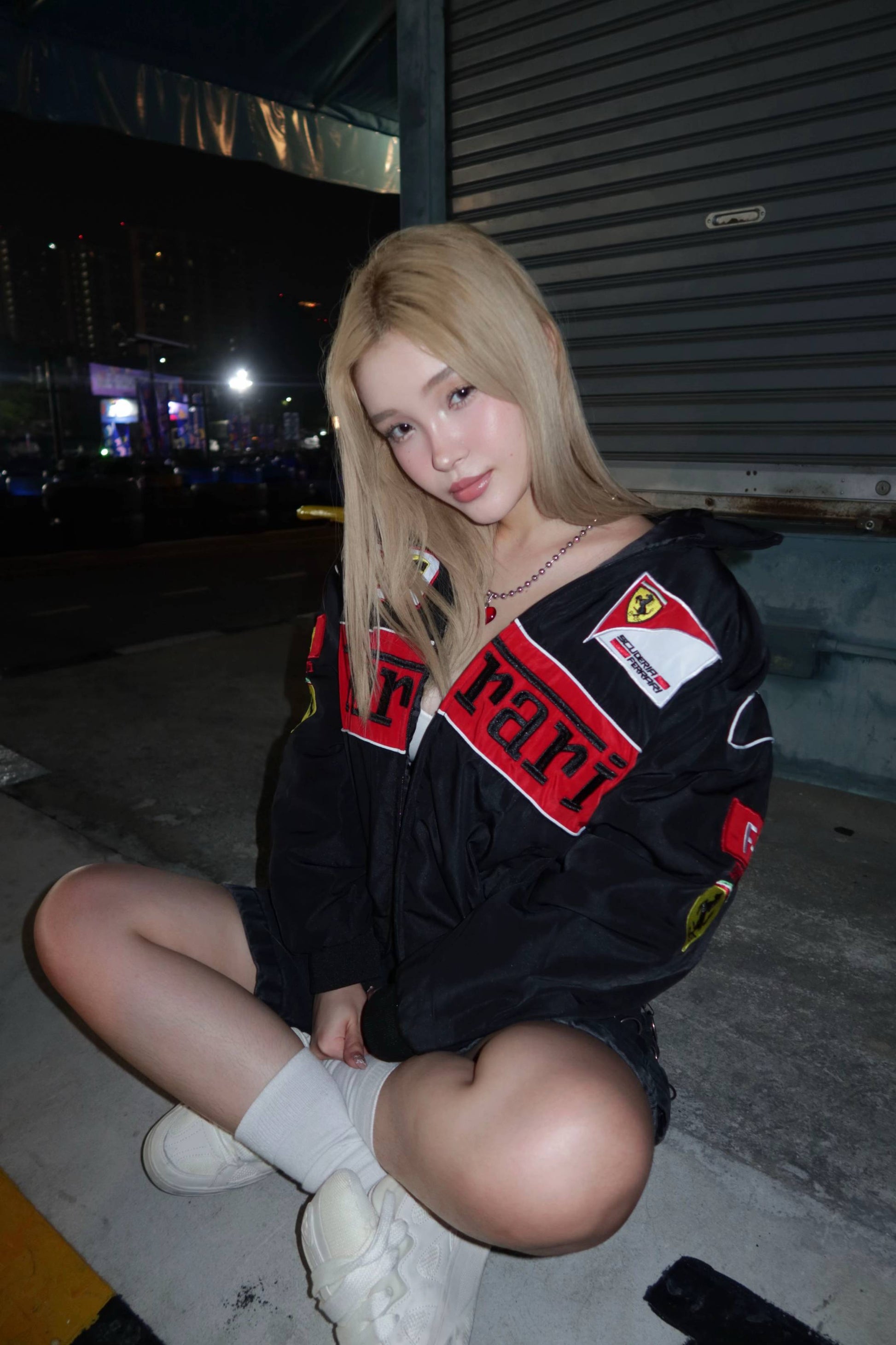 Jacket Ferrari black with embroidered Ferrari logo – luxury racing style