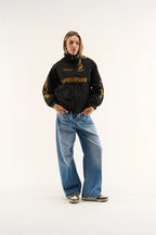 Premium lamborghini embroidered jacket black parachute fabric texture