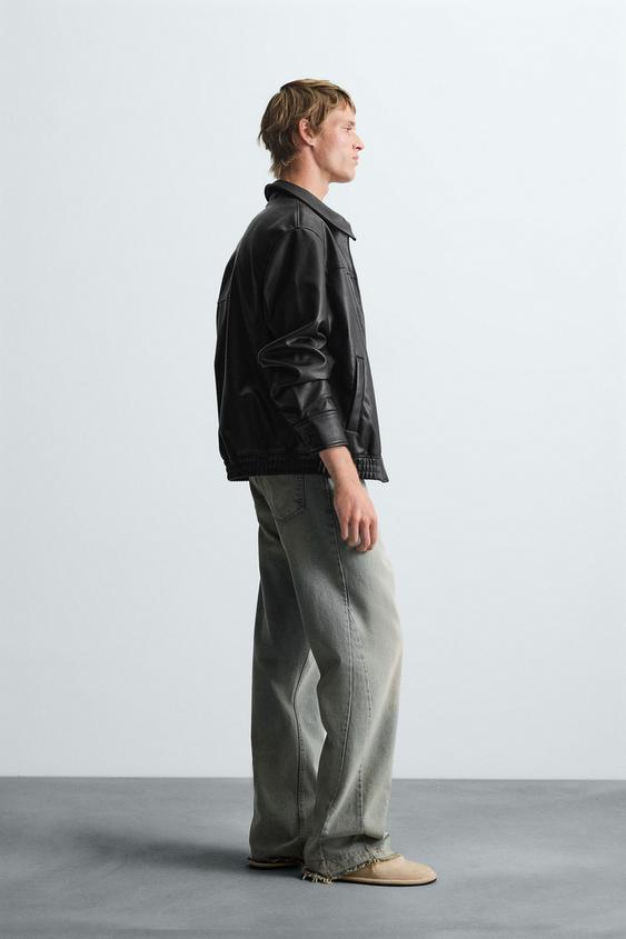 Streetwear outfit with Gigavibe leather effect bomber jacket 