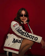 Side Profile – Marlboro Jacket Women Red White Racing Style