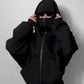 Black full-zip balaclava hoodie with mask – streetwear style