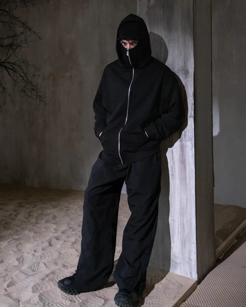 Gigavibe balaclava hoodie india – bold black unisex streetwear