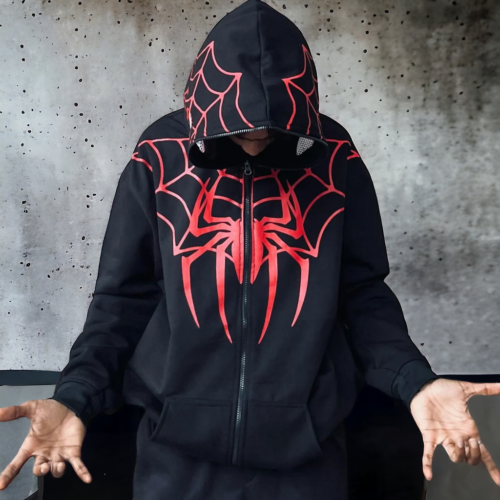 Close-Up of Spider-Man Graphic Print on Hoodie – Gigavibe