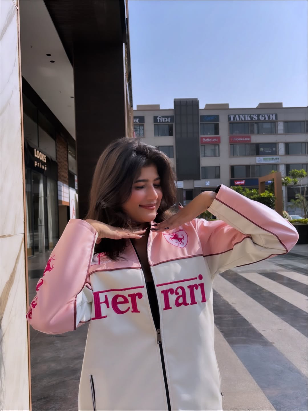 Pink Ferrari jacket India trending luxury streetwear fashion