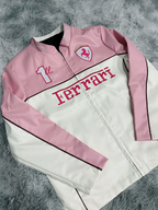 Ferrari Inspired Pink Leather Racing Jacket by Gigavibe