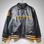 Black Porsche leather jacket for men – bomber fit racing edition