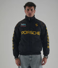 Front view of Gigavibe Porsche Jacket Embroidered racing jacket