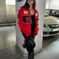 Stylish Red Ferrari Racing Jacket featuring bold motorsport aesthetics and luxury fashion