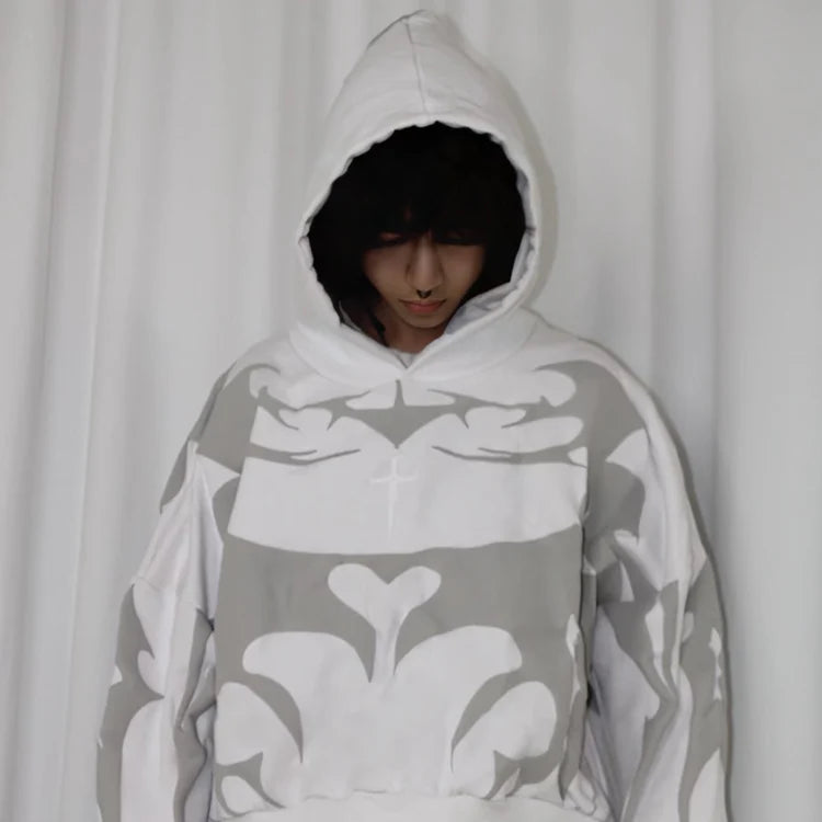 White Depth Hoodie unisex front view by Gigavibe