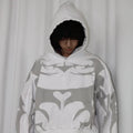 White Depth Hoodie unisex front view by Gigavibe