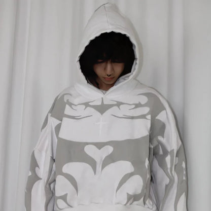 White Depth Hoodie unisex front view by Gigavibe