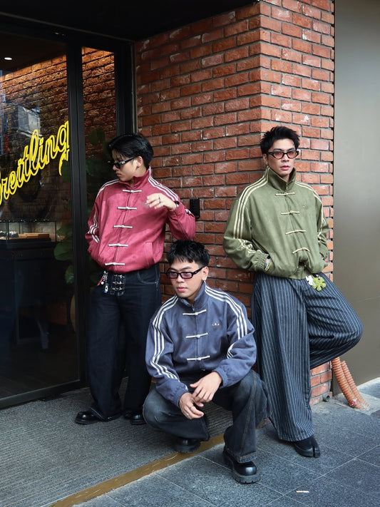 Adidas Chinese New Year jacket style premium vegan suede CNY jacket for men women Gigavibe original Made in India front view