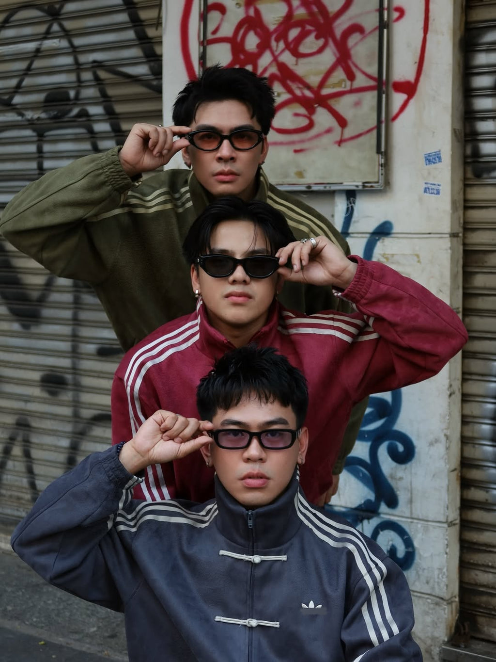 Adidas CNY jacket styled with hoodie cargo pants chunky sneakers streetwear look Gigavibe India