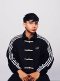Black Adidas CNY jacket alternative premium vegan suede lunar new year jacket Gigavibe unisex
