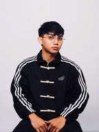 Black Adidas CNY jacket alternative premium vegan suede lunar new year jacket Gigavibe unisex