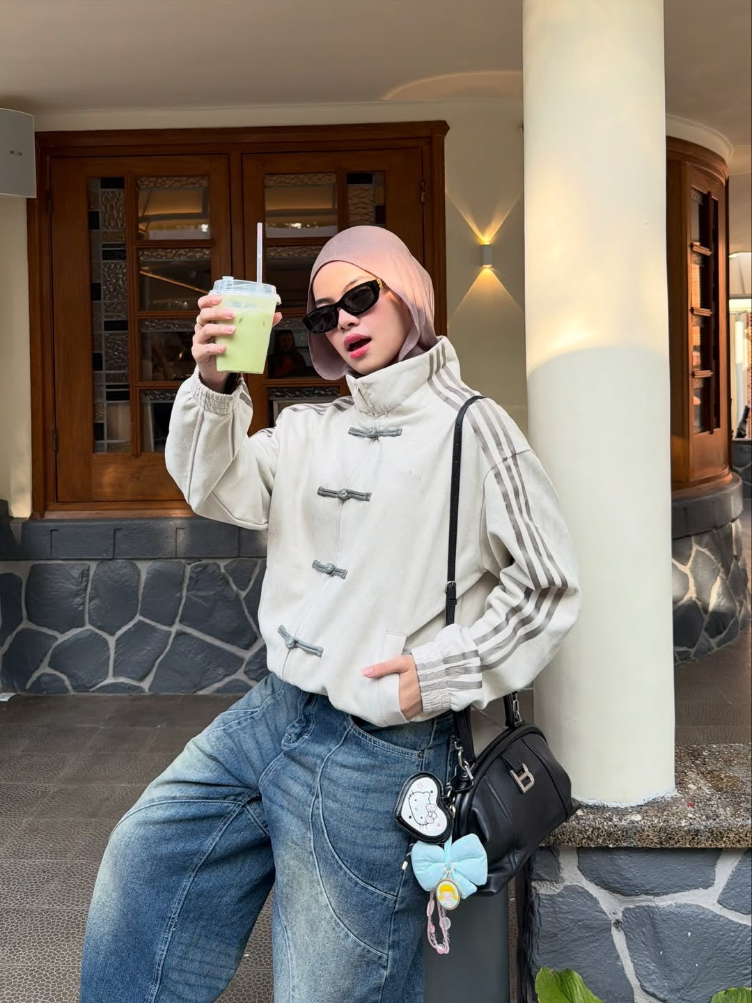 Cream Chinese New Year jacket vegan suede Adidas style alternative unisex India Gigavibe