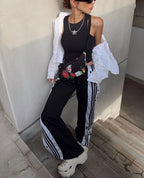 Stylish black pants with snap detail for urban fashion