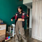 Anushka Sen sporting a Black Ferrari Jacket, blending vintage racing fashion with modern style