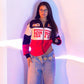 Authentic Red Ferrari Racing Jacket, featuring bold logos and a sleek fit