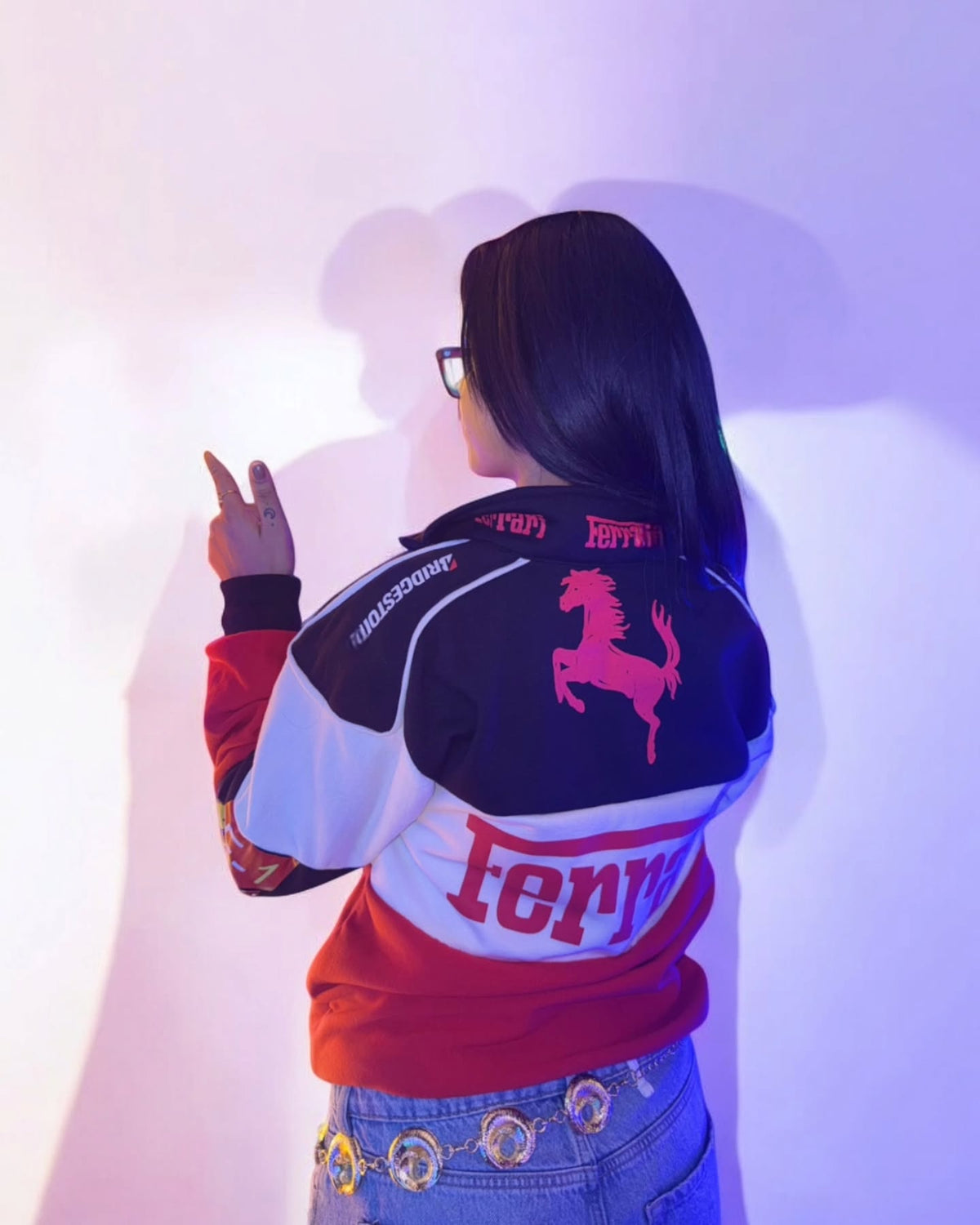 Sporty Red Vintage Ferrari Jacket, blending classic F1 heritage with modern fashion