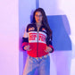 Red Ferrari Jacket with a dynamic racing look, ideal for motorsport enthusiasts