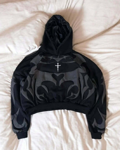 Tribal Shadow Depth hoodie by Gigavibe – A statement piece for those who embrace bold fashion choices