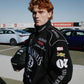 Jack Daniel’s streetwear racing jacket side view – Whiskey brand motorsport design