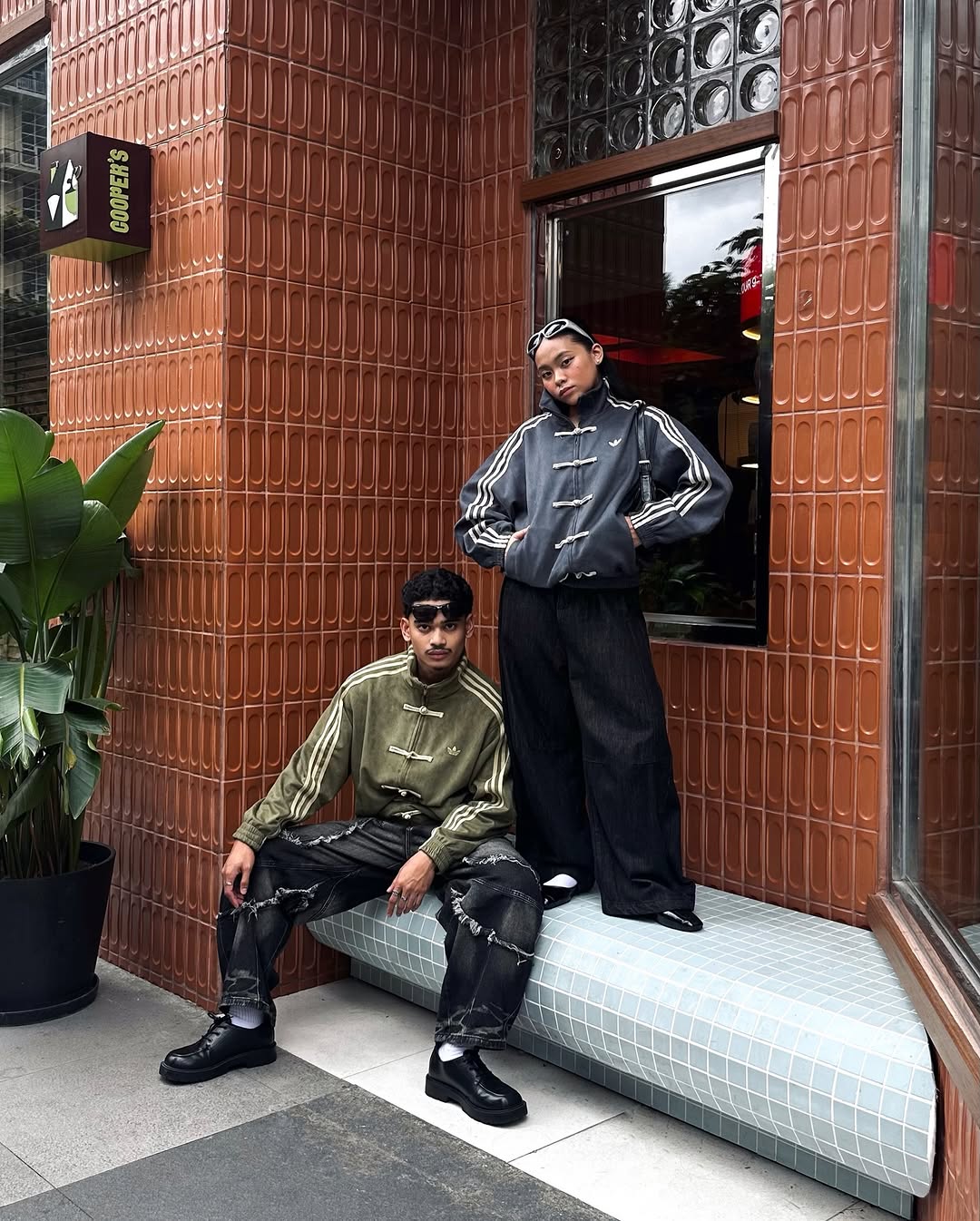 Chinese New Year Knot Jacket | 420 GSM Vegan Suede Bomber (Olive & Grey)