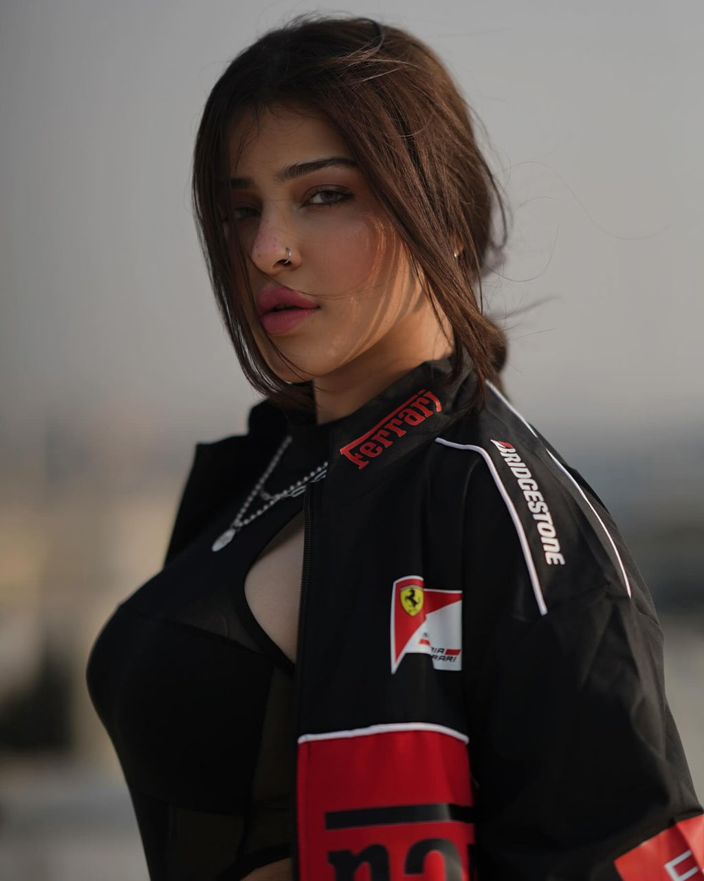 Close-up of Ferrari F1 vintage jacket zipper and detailing – Gigavibe