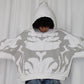 Model wearing white depth hoodie unisex streetwear style